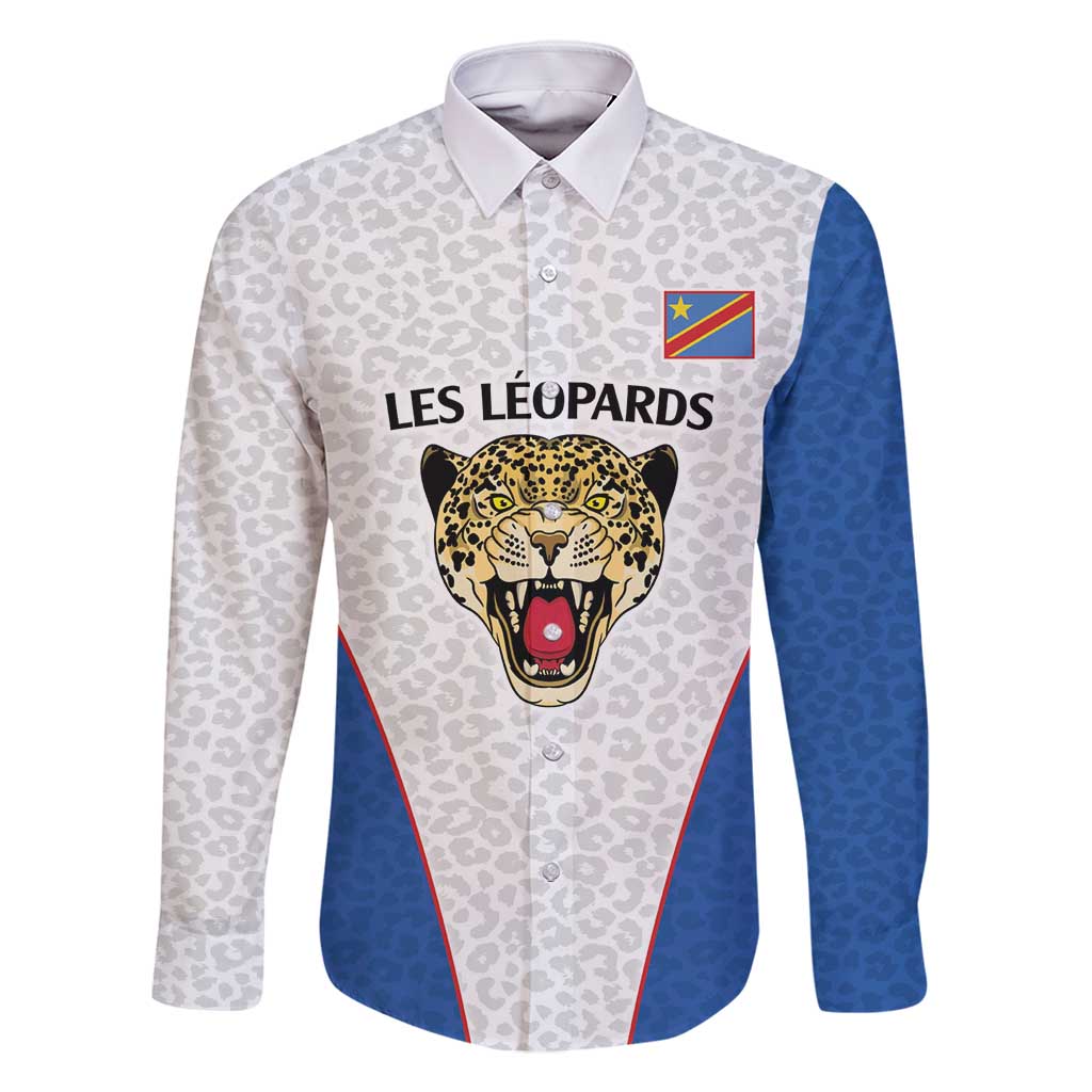 DR Congo Football Custom Family Matching Mermaid Dress and Hawaiian Shirt White Leopard Skin Pattern - Wonder Print Shop