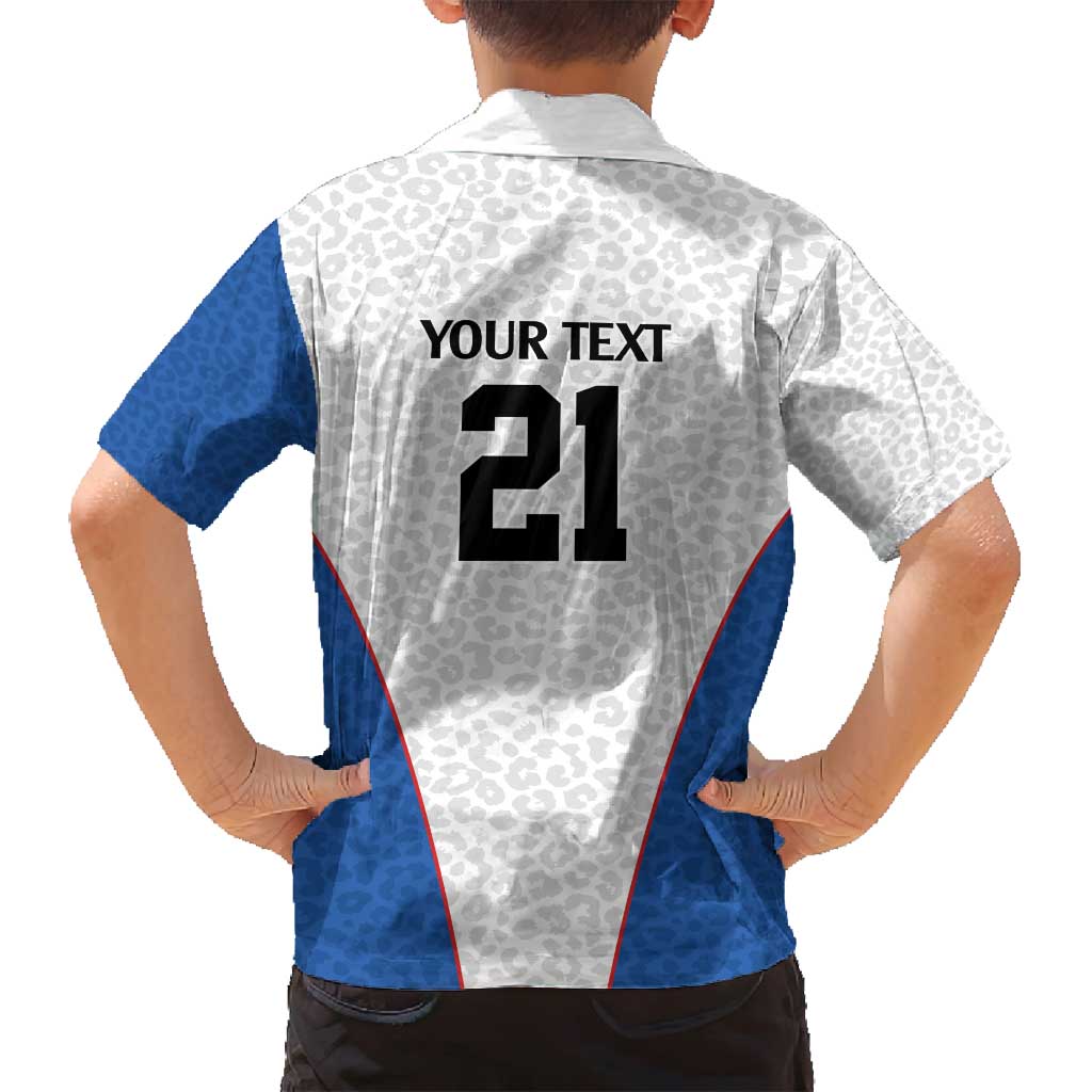 DR Congo Football Custom Family Matching Off Shoulder Maxi Dress and Hawaiian Shirt White Leopard Skin Pattern - Wonder Print Shop