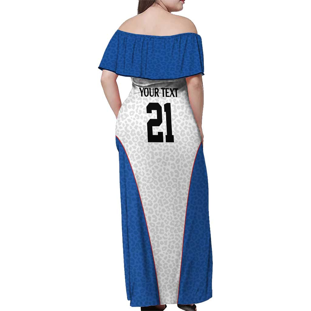 DR Congo Football Custom Family Matching Off Shoulder Maxi Dress and Hawaiian Shirt White Leopard Skin Pattern - Wonder Print Shop