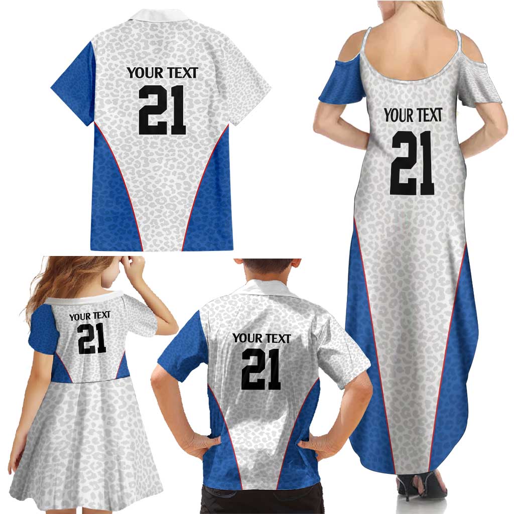 DR Congo Football Custom Family Matching Summer Maxi Dress and Hawaiian Shirt White Leopard Skin Pattern - Wonder Print Shop