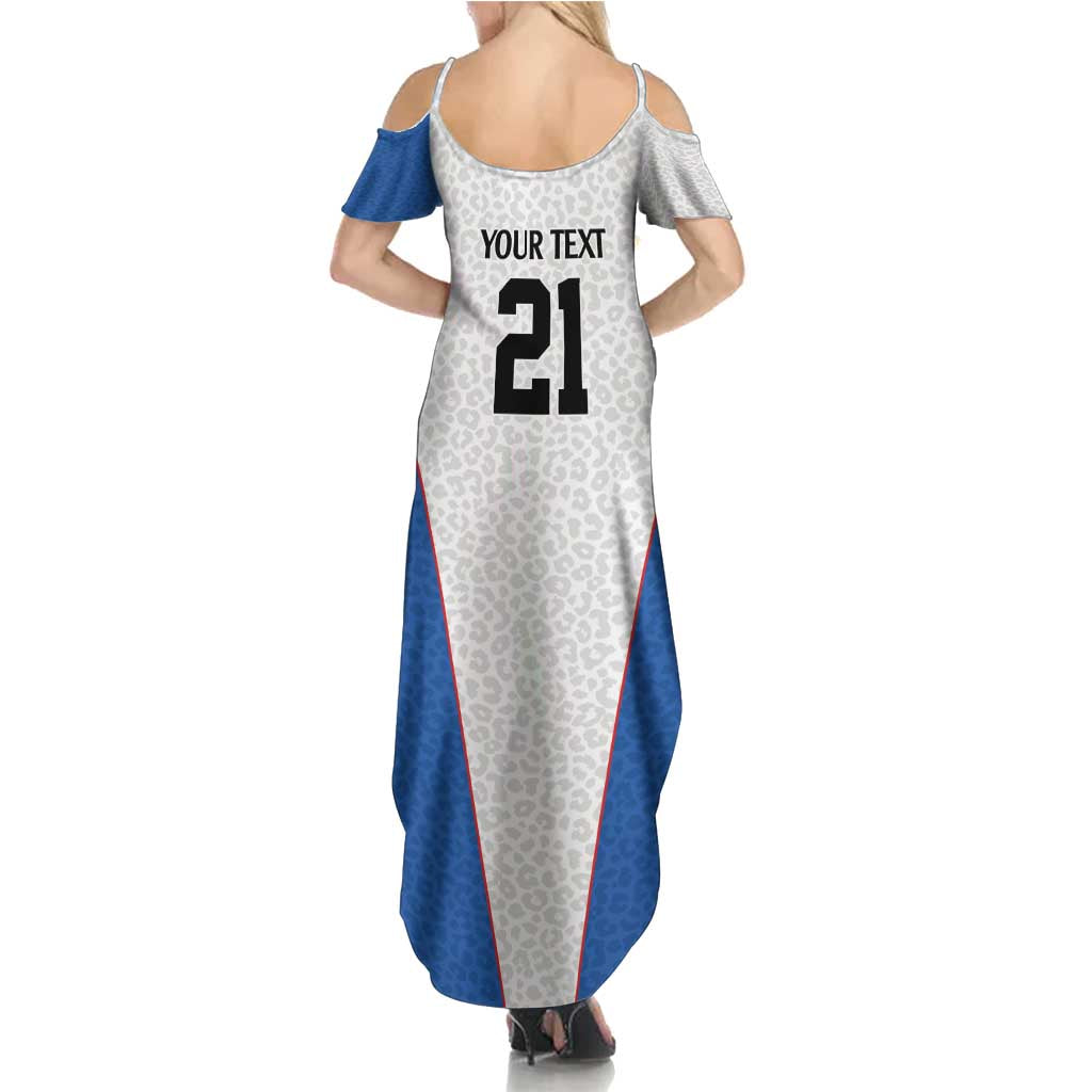 DR Congo Football Custom Family Matching Summer Maxi Dress and Hawaiian Shirt White Leopard Skin Pattern - Wonder Print Shop