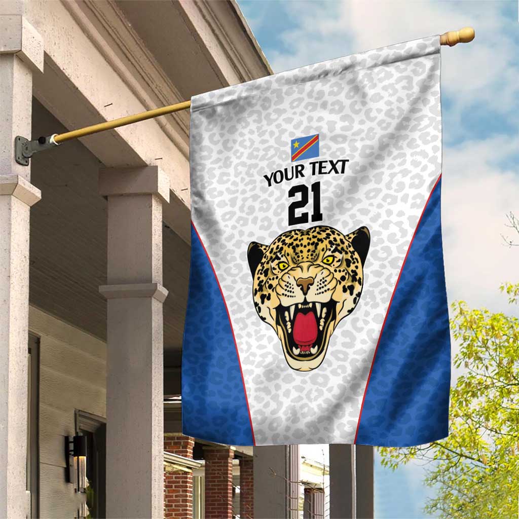 DR Congo Football Custom Garden Flag White Leopard Skin Pattern - Wonder Print Shop