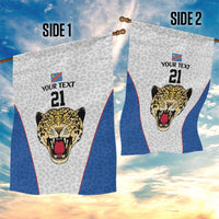 DR Congo Football Custom Garden Flag White Leopard Skin Pattern - Wonder Print Shop