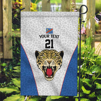 DR Congo Football Custom Garden Flag White Leopard Skin Pattern - Wonder Print Shop