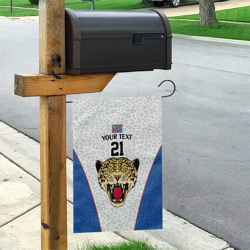 DR Congo Football Custom Garden Flag White Leopard Skin Pattern - Wonder Print Shop