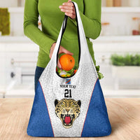 DR Congo Football Custom Grocery Bag White Leopard Skin Pattern - Wonder Print Shop