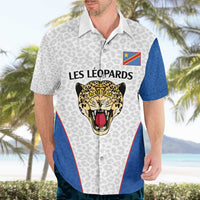 DR Congo Football Custom Hawaiian Shirt White Leopard Skin Pattern - Wonder Print Shop