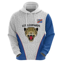 DR Congo Football Custom Hoodie White Leopard Skin Pattern - Wonder Print Shop