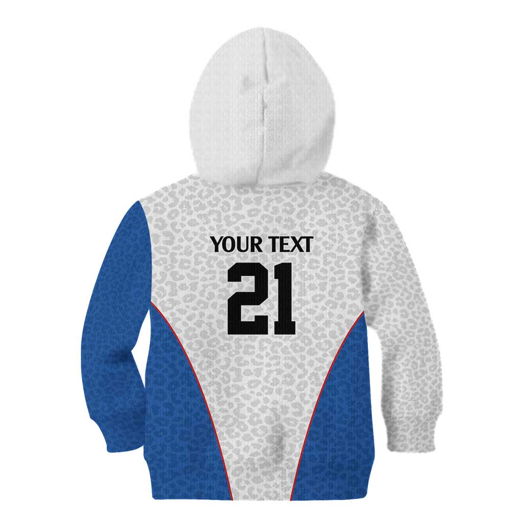 DR Congo Football Custom Kid Hoodie White Leopard Skin Pattern - Wonder Print Shop