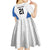 DR Congo Football Custom Kid Short Sleeve Dress White Leopard Skin Pattern - Wonder Print Shop