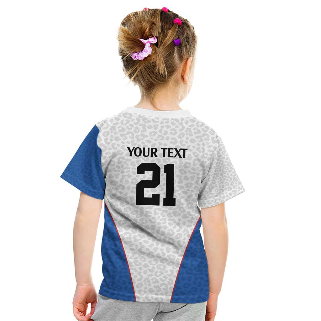 DR Congo Football Custom Kid T Shirt White Leopard Skin Pattern - Wonder Print Shop
