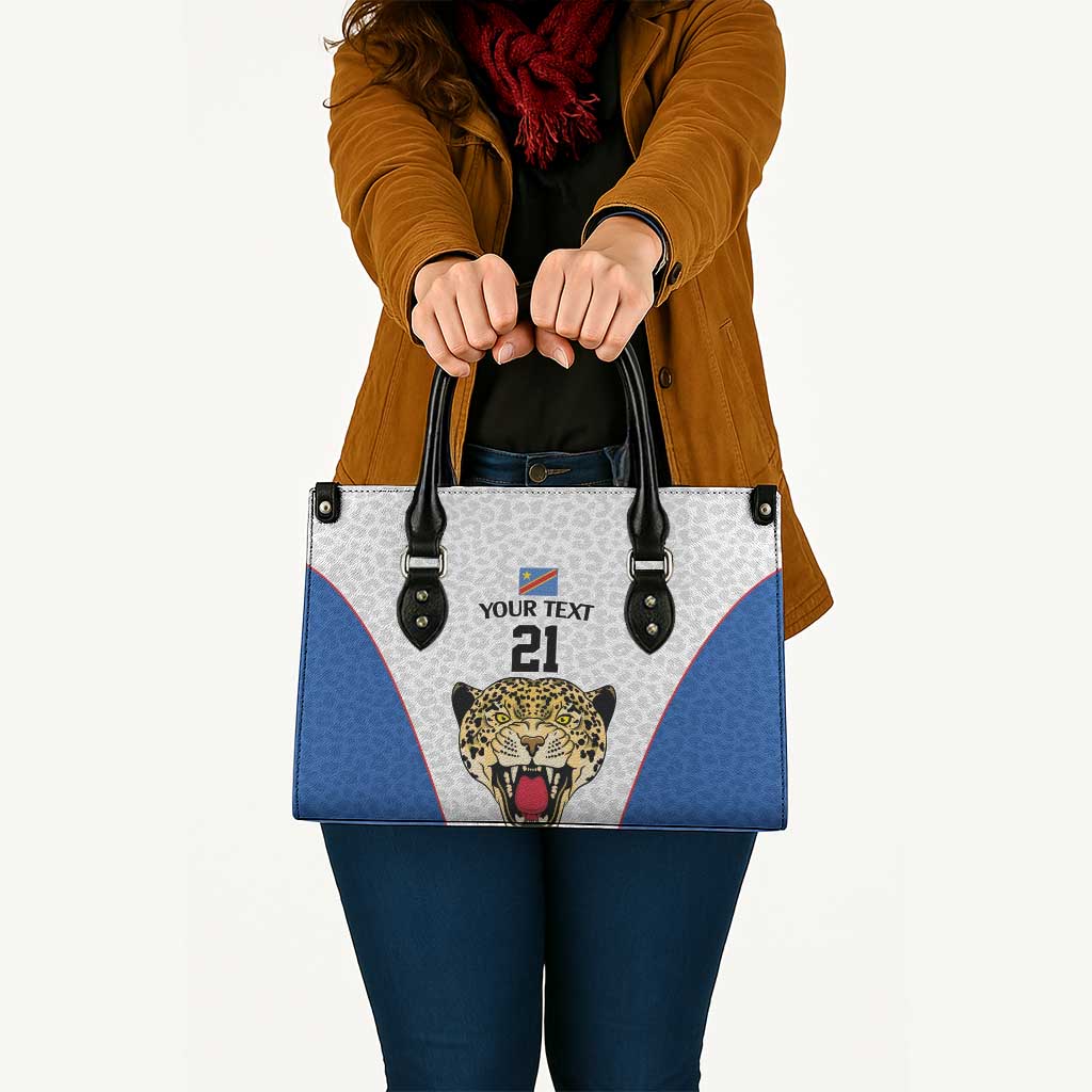 Africa DR Congo Football Custom Leather Bag White Leopard Skin Pattern