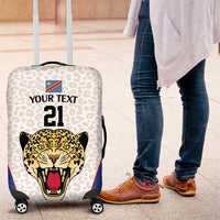 DR Congo Football Custom Luggage Cover White Leopard Skin Pattern - Wonder Print Shop