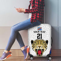 DR Congo Football Custom Luggage Cover White Leopard Skin Pattern - Wonder Print Shop