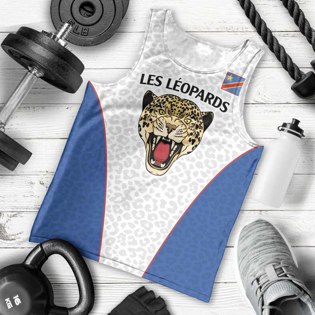 DR Congo Football Custom Men Tank Top White Leopard Skin Pattern - Wonder Print Shop