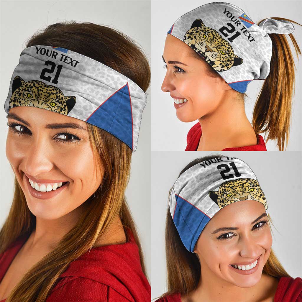 Africa DR Congo Football Custom Neck Gaiter White Leopard Skin Pattern