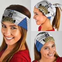 Africa DR Congo Football Custom Neck Gaiter White Leopard Skin Pattern