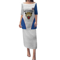 DR Congo Football Custom Puletasi White Leopard Skin Pattern - Wonder Print Shop