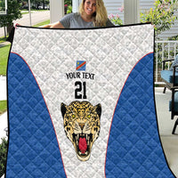 DR Congo Football Custom Quilt White Leopard Skin Pattern - Wonder Print Shop