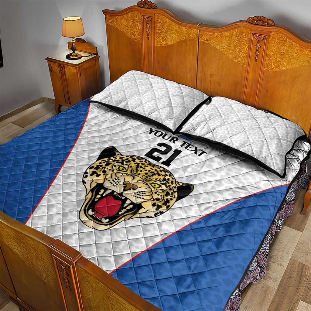 DR Congo Football Custom Quilt Bed Set White Leopard Skin Pattern - Wonder Print Shop