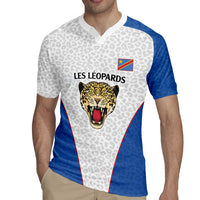 DR Congo Football Custom Rugby Jersey White Leopard Skin Pattern - Wonder Print Shop