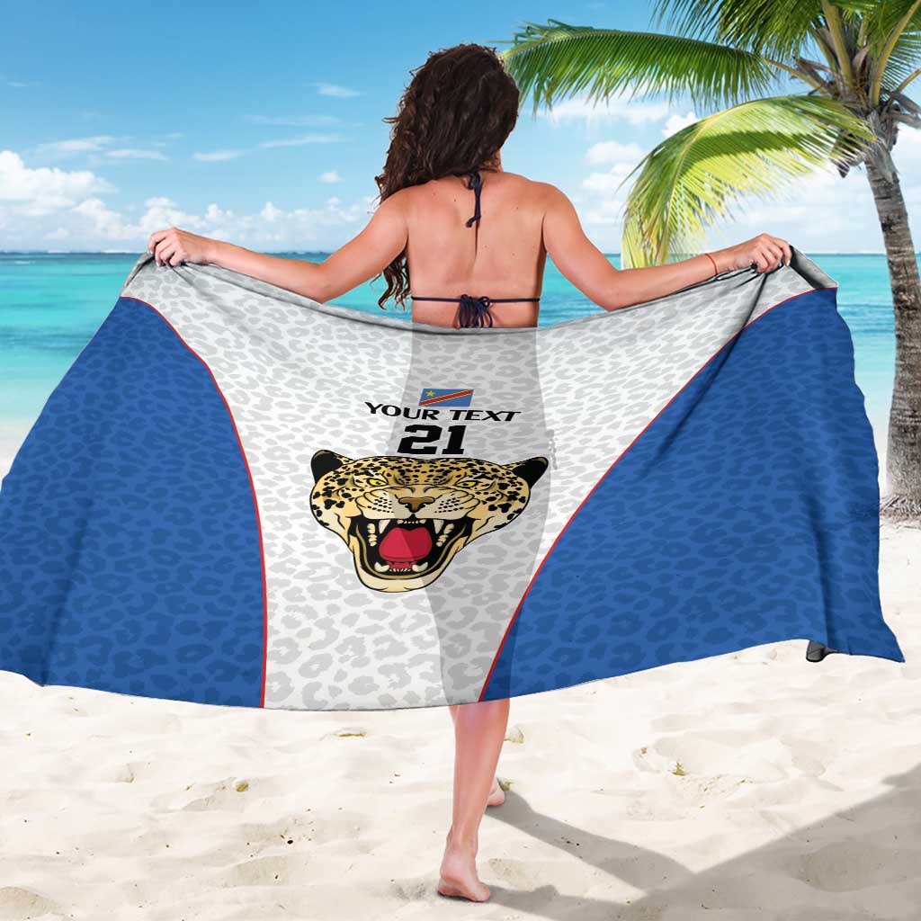 DR Congo Football Custom Sarong White Leopard Skin Pattern - Wonder Print Shop