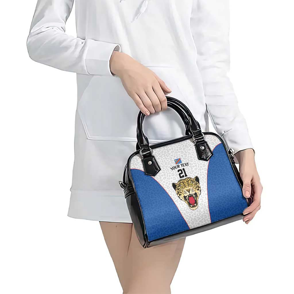 DR Congo Football Custom Shoulder Handbag White Leopard Skin Pattern - Wonder Print Shop