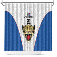 DR Congo Football Custom Shower Curtain White Leopard Skin Pattern - Wonder Print Shop