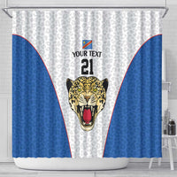 DR Congo Football Custom Shower Curtain White Leopard Skin Pattern - Wonder Print Shop