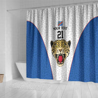 DR Congo Football Custom Shower Curtain White Leopard Skin Pattern - Wonder Print Shop
