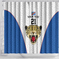 DR Congo Football Custom Shower Curtain White Leopard Skin Pattern - Wonder Print Shop