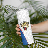 DR Congo Football Custom Skinny Tumbler White Leopard Skin Pattern - Wonder Print Shop