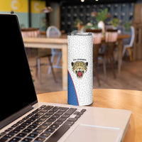 DR Congo Football Custom Skinny Tumbler White Leopard Skin Pattern - Wonder Print Shop