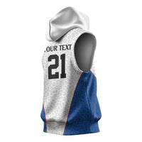 Africa DR Congo Football Custom Sleeveless Hoodie White Leopard Skin Pattern