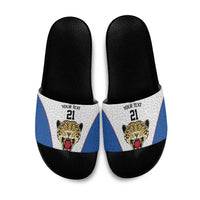 Africa DR Congo Football Custom Slide Sandals White Leopard Skin Pattern