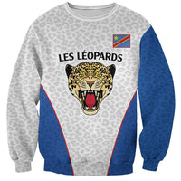 DR Congo Football Custom Sweatshirt White Leopard Skin Pattern - Wonder Print Shop