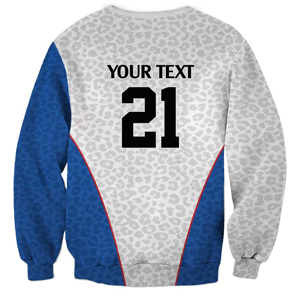 DR Congo Football Custom Sweatshirt White Leopard Skin Pattern - Wonder Print Shop