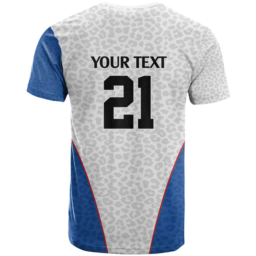 DR Congo Football Custom T Shirt White Leopard Skin Pattern - Wonder Print Shop