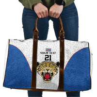 Africa DR Congo Football Custom Travel Bag White Leopard Skin Pattern