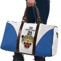 Africa DR Congo Football Custom Travel Bag White Leopard Skin Pattern