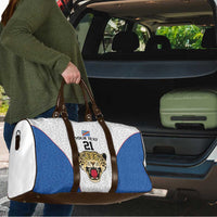 Africa DR Congo Football Custom Travel Bag White Leopard Skin Pattern