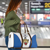 Africa DR Congo Football Custom Travel Bag White Leopard Skin Pattern