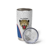 DR Congo Football Custom Tumbler Cup White Leopard Skin Pattern - Wonder Print Shop
