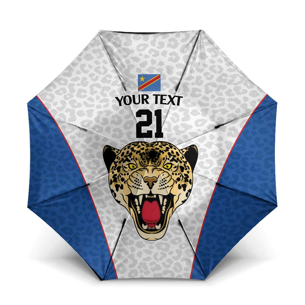Africa DR Congo Football Custom Umbrella White Leopard Skin Pattern