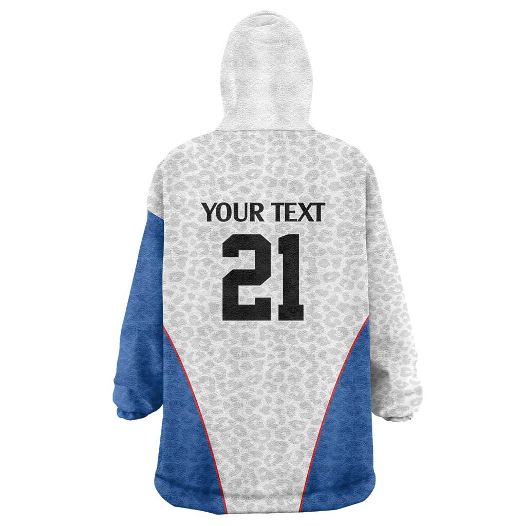 DR Congo Football Custom Wearable Blanket Hoodie White Leopard Skin Pattern - Wonder Print Shop