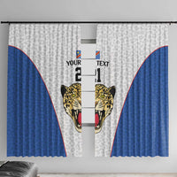 DR Congo Football Custom Window Curtain White Leopard Skin Pattern - Wonder Print Shop