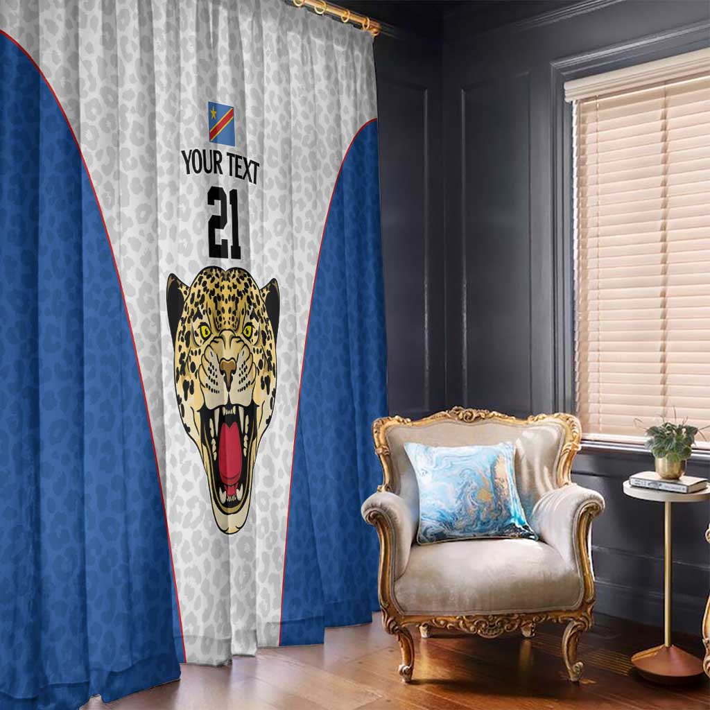DR Congo Football Custom Window Curtain White Leopard Skin Pattern - Wonder Print Shop