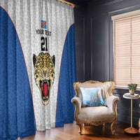 DR Congo Football Custom Window Curtain White Leopard Skin Pattern - Wonder Print Shop