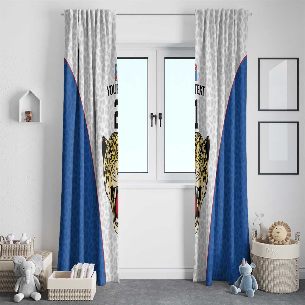 DR Congo Football Custom Window Curtain White Leopard Skin Pattern - Wonder Print Shop