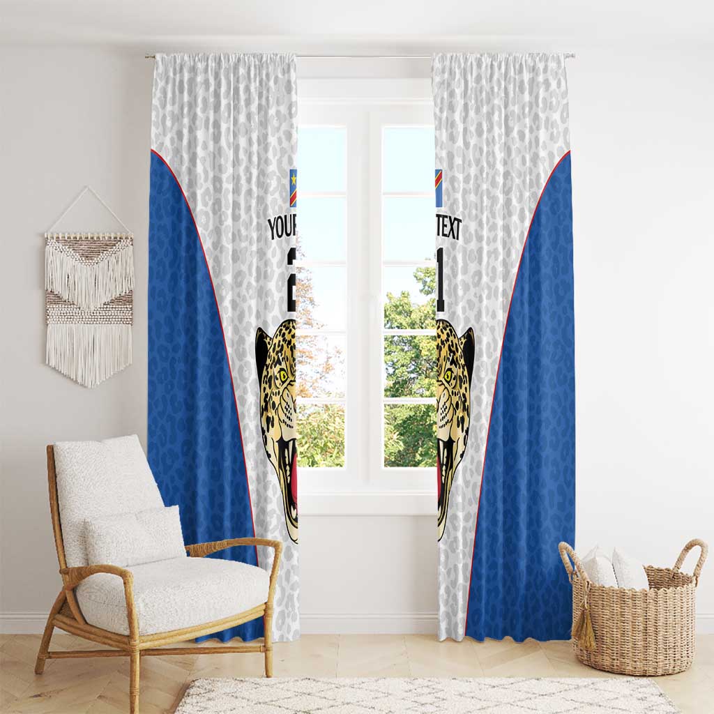 DR Congo Football Custom Window Curtain White Leopard Skin Pattern - Wonder Print Shop
